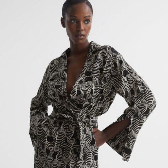 NWT REISS GEORGINA SWIRL PRINT MIDI DRESS US 2 / UK 6 - Picture 6 of 11